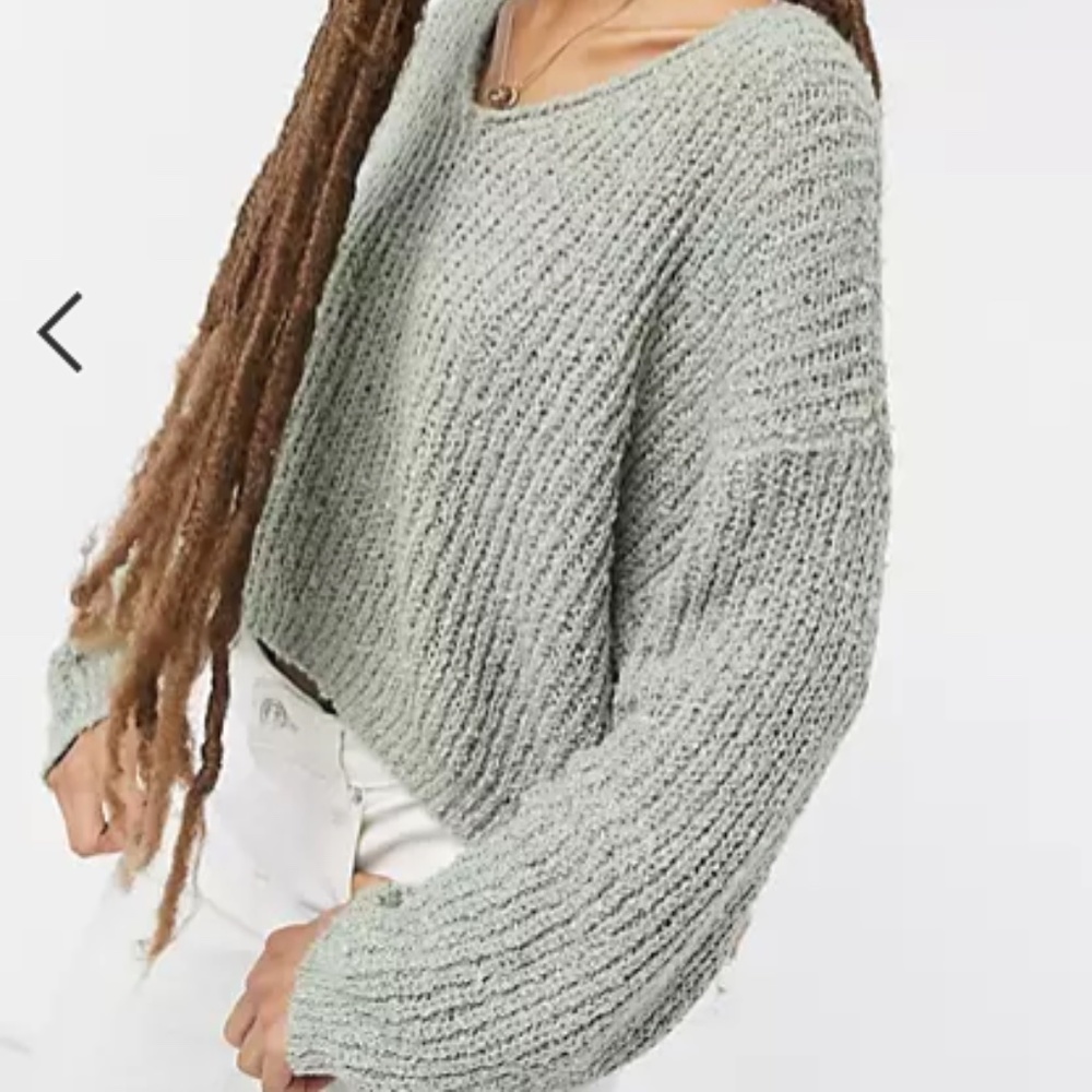 ASOS Pull&Bear Oversized V-neck Sweater in Sage Green